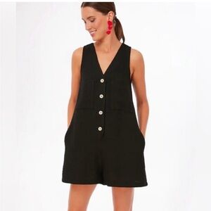 Pomander Place Romper Myla Black Textured Short Jumpsuit Size M